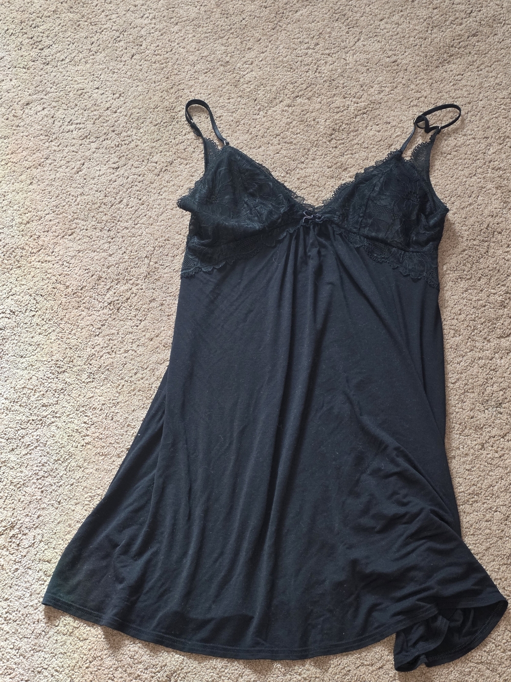 Gilligan & O'Malley Black Lace-Trim Night Chemise
